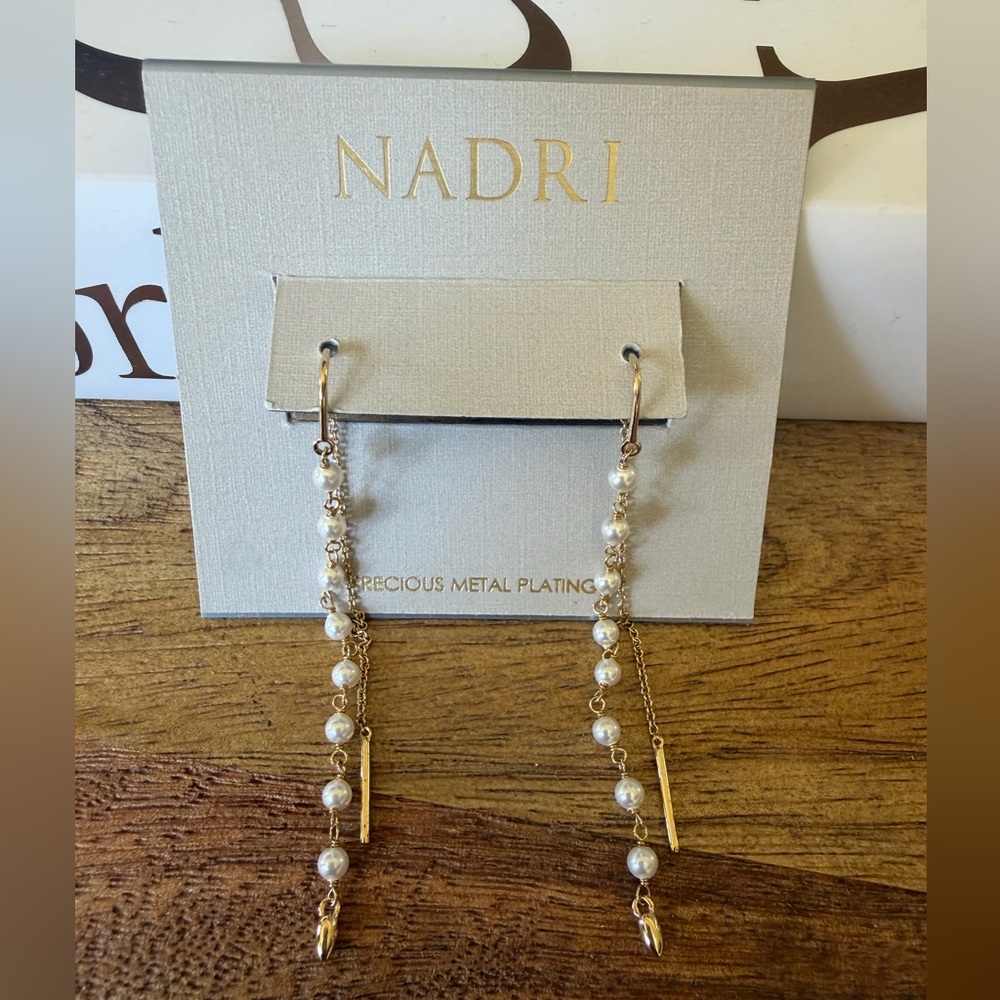 Nadri Gold Pearl Drop Earrings